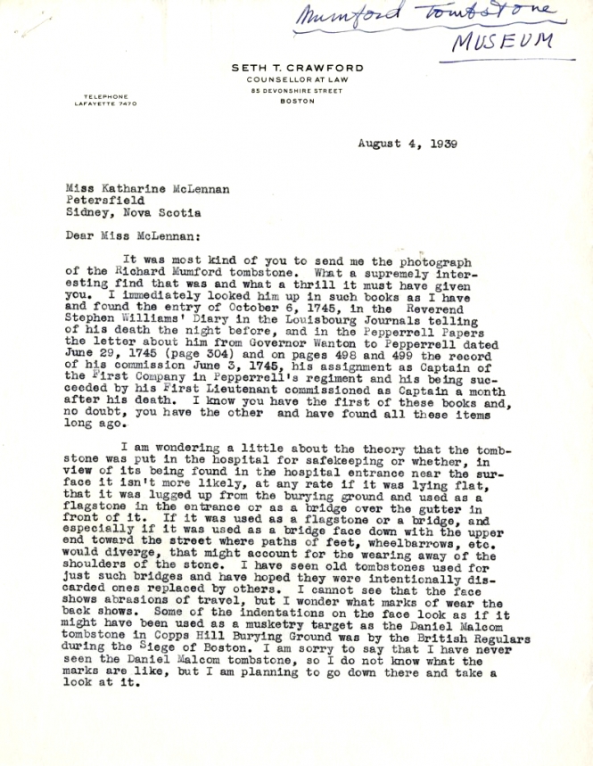 Letter from Seth T. Crawford